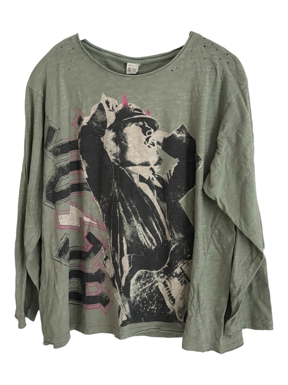 MAGNOLIA PEARL X AC/DC Rock N Roll Viggo Long Sleeved Tee Seafoam Gray